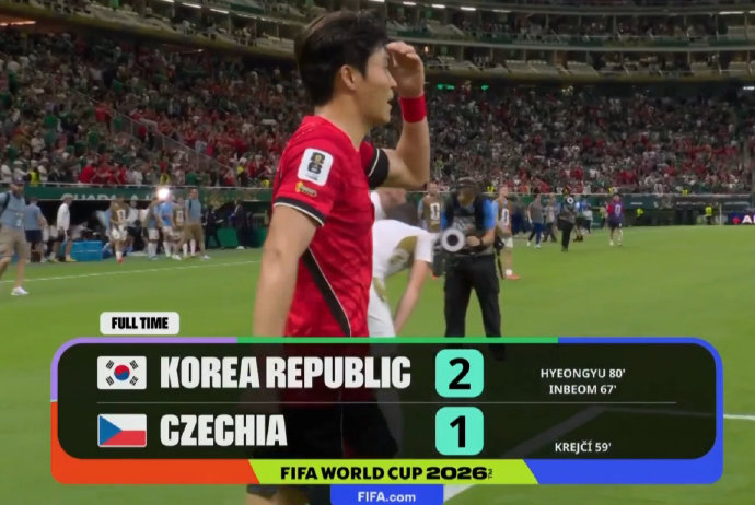 韩国2-1逆转捷克：62%控球+15次射门，技术流碾压高空流