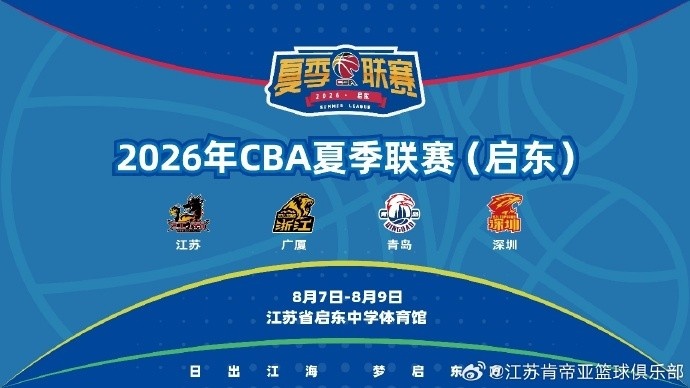 肯帝亚确认参加启东夏季联赛 8月7日开打